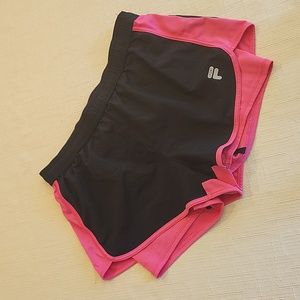 Fila Sport Women's Black and Pink Athletic Shorts with Compression Lining Size S